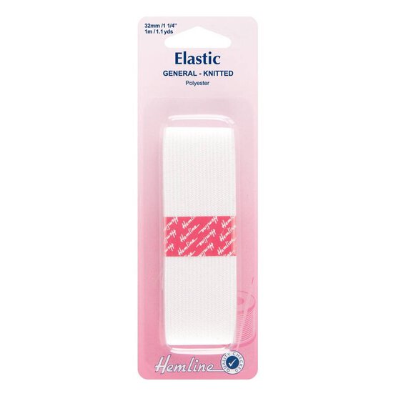 Hemline White Elastic 32mm x 1m