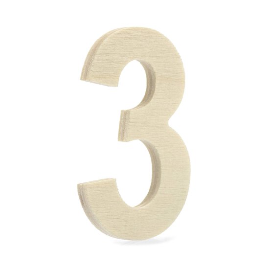 Small Wooden Number 3 6.5cm