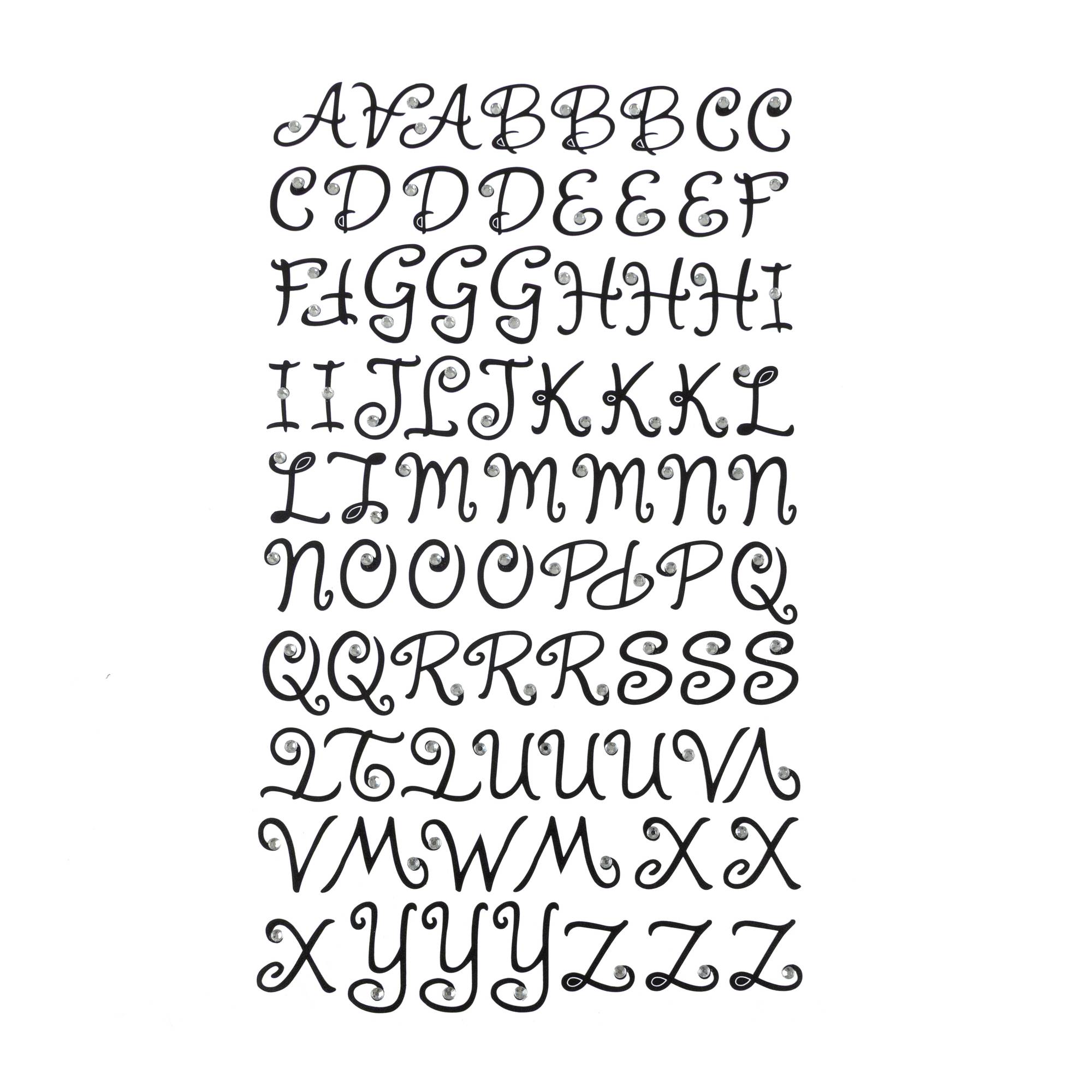 Black Curly Gem Alphabet Stickers