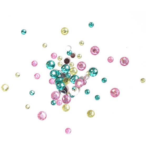 Green and Pink Assorted Round Gems 90g