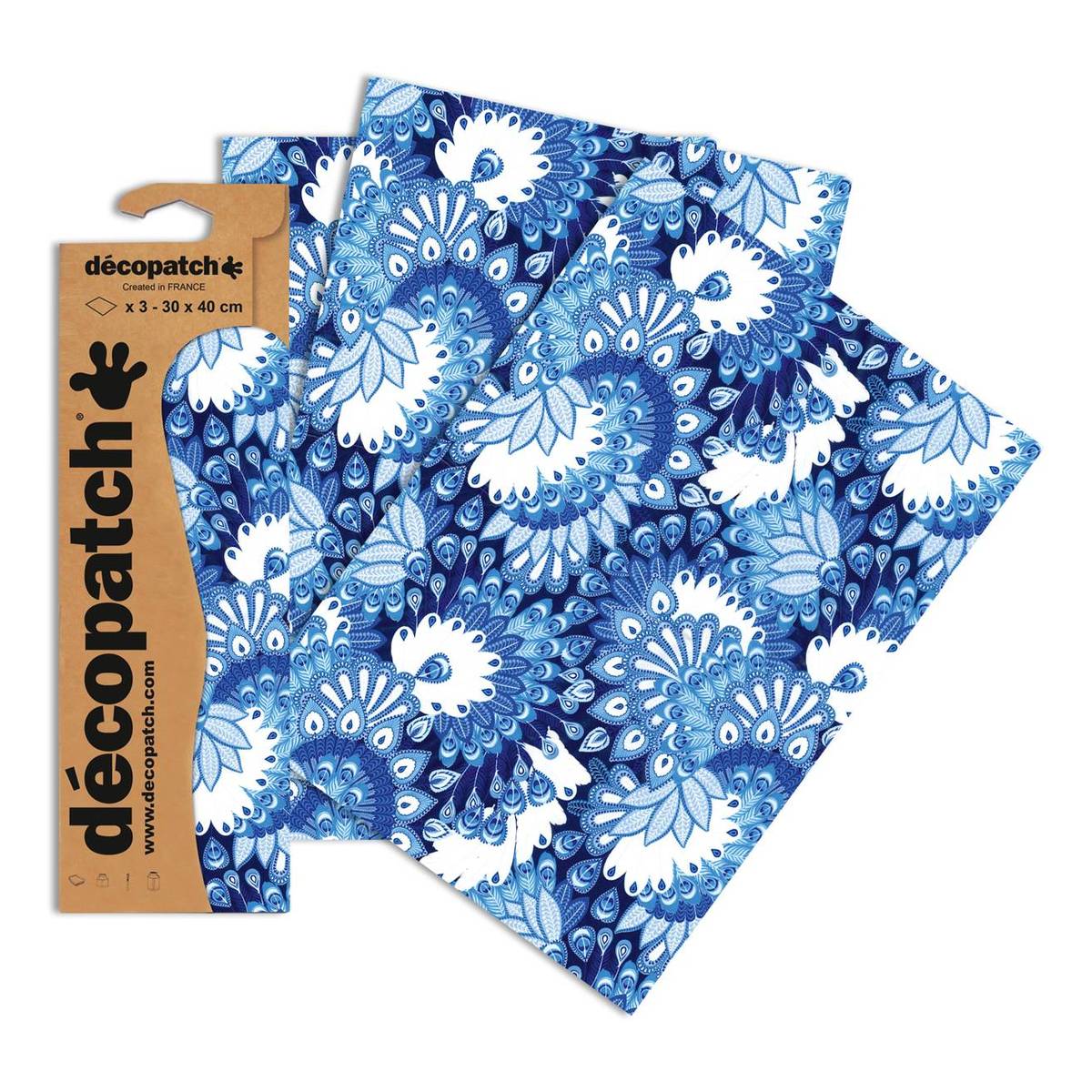 Decopatch Peacock Swirls Paper 3 Sheets