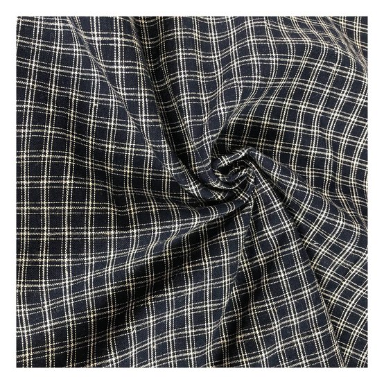 Navy Check Cotton Fabric by the Metre