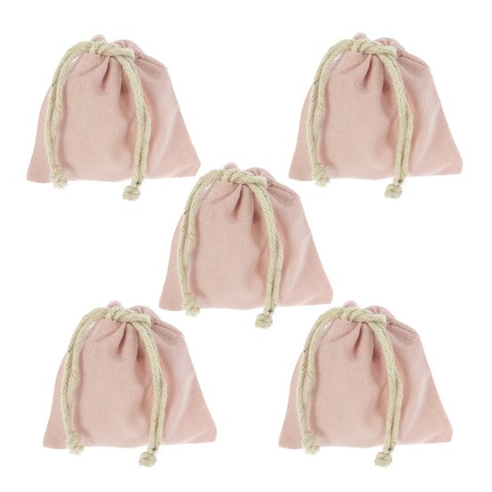 Pink Mini Cotton Drawstring Bags 5 Pack