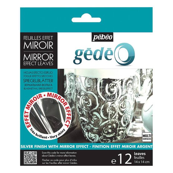 Pebeo Silver Mirror Effect Leaves 12 Sheets