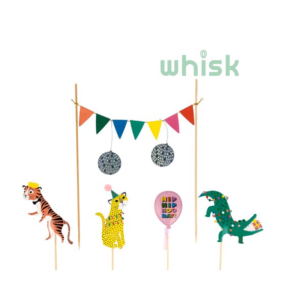 Whisk Animal Hip Hip Hooray Cake Toppers 5 Pieces