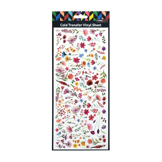 Bright Floral Cold Transfer Vinyl Sticker Sheet