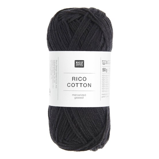Rico Essentials Black Cotton 4ply 50g
