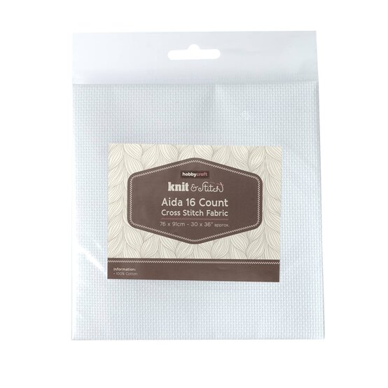 White 16 Count Aida Fabric 76cm x 91cm