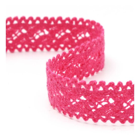 Fuchsia Cotton Lace Ribbon 18mm x 5m