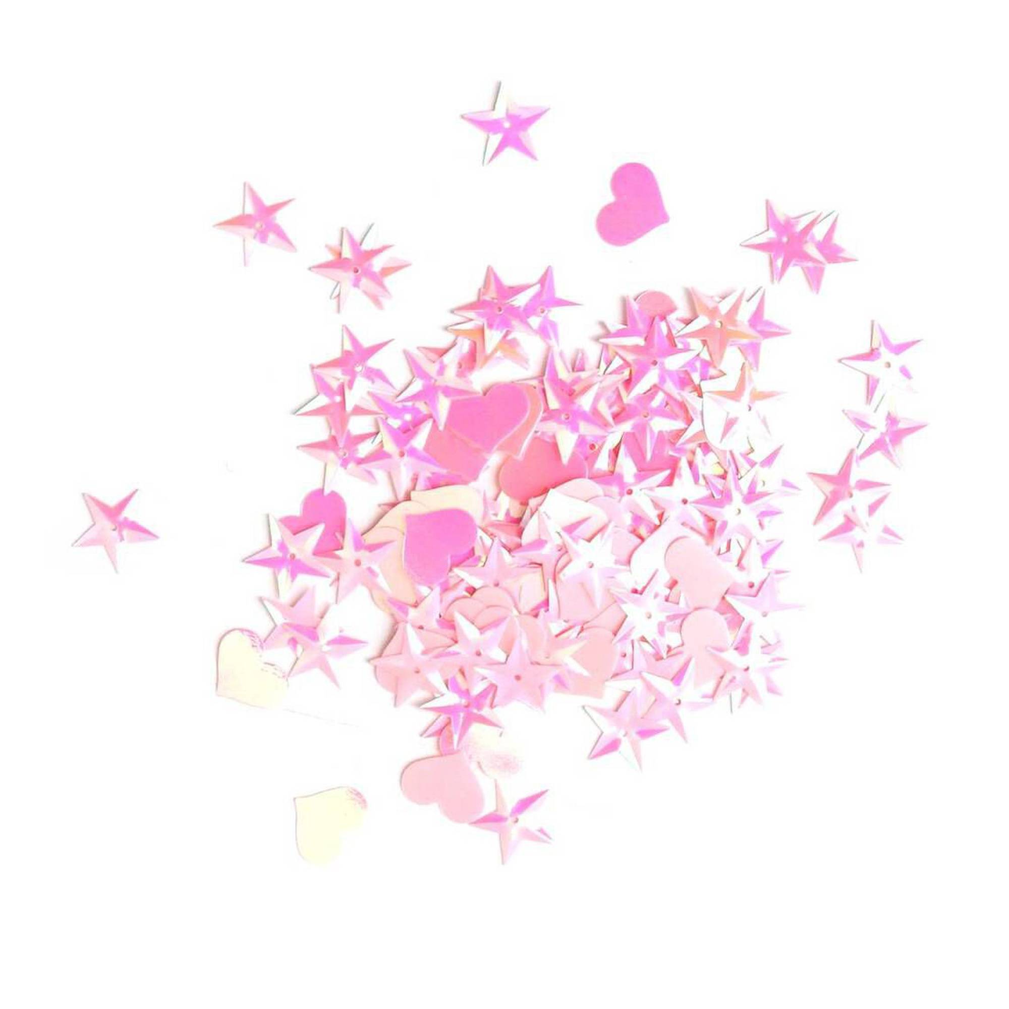 Pink Heart and Star Sequins 20g