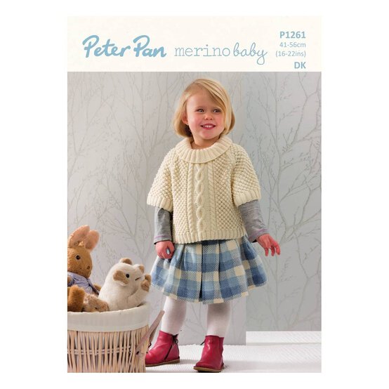 Peter Pan Baby Merino Knitted Poncho Sweater Digital Pattern P1261