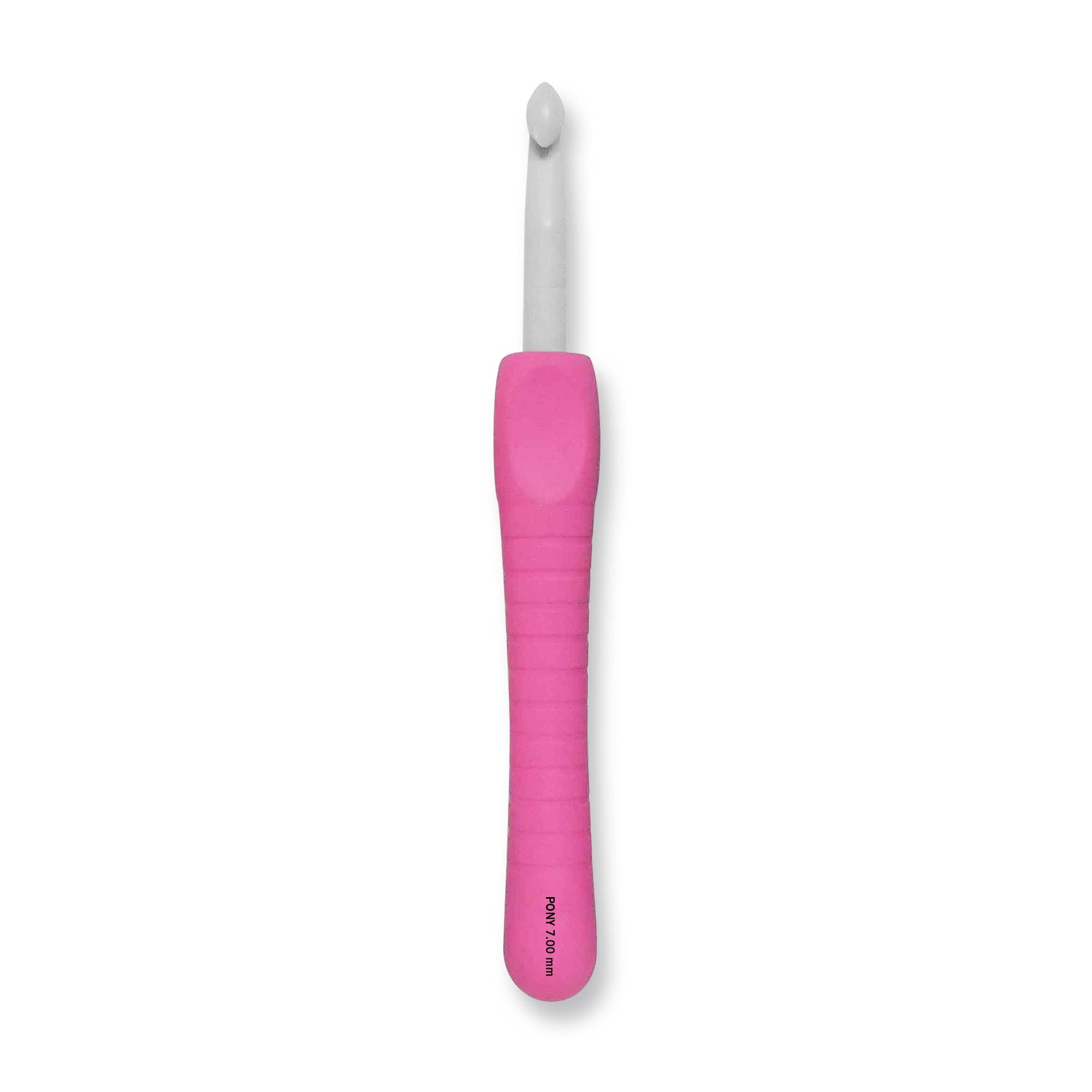 Pony Pink Easy Grip Crochet Hook 7mm x 15cm