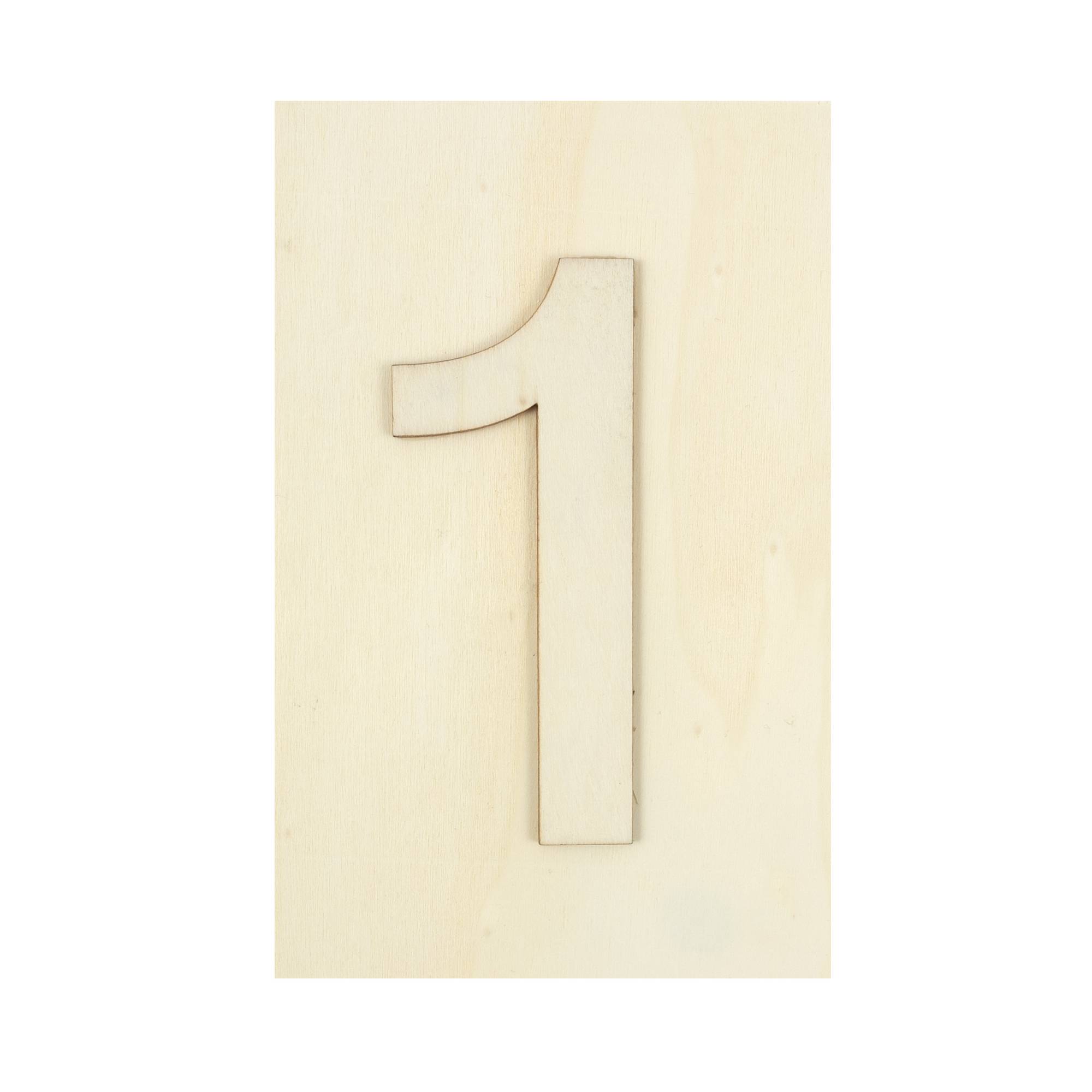 Wooden Number 1 Plaque 10cm x 15cm