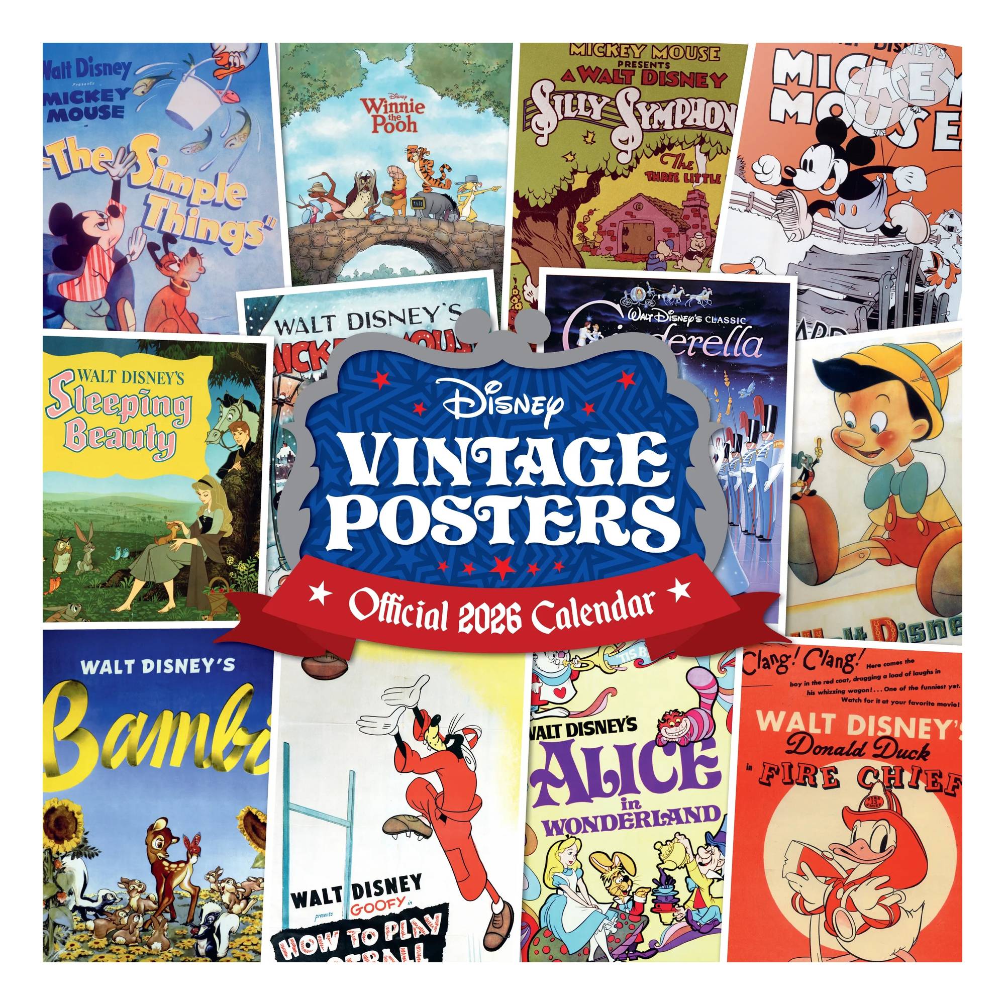 Disney Vintage Posters Wall Calendar 2026