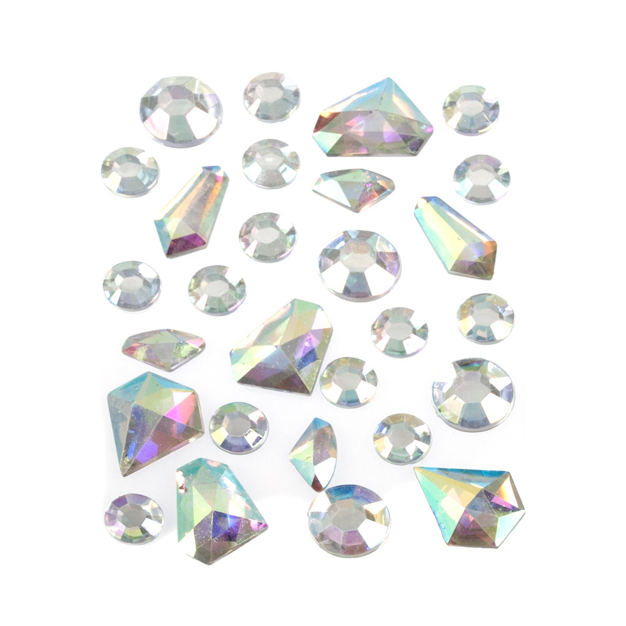 Iridescent Assorted Adhesive Gems 28 Pack