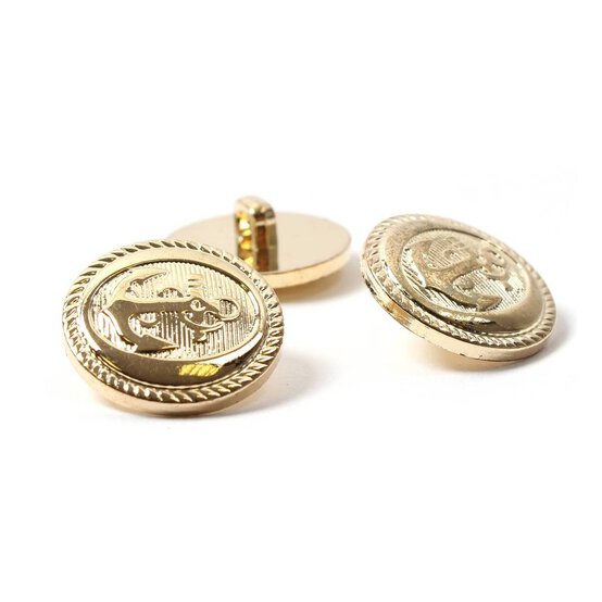 Hemline Gold Metal Military Anchors Button 4 Pack