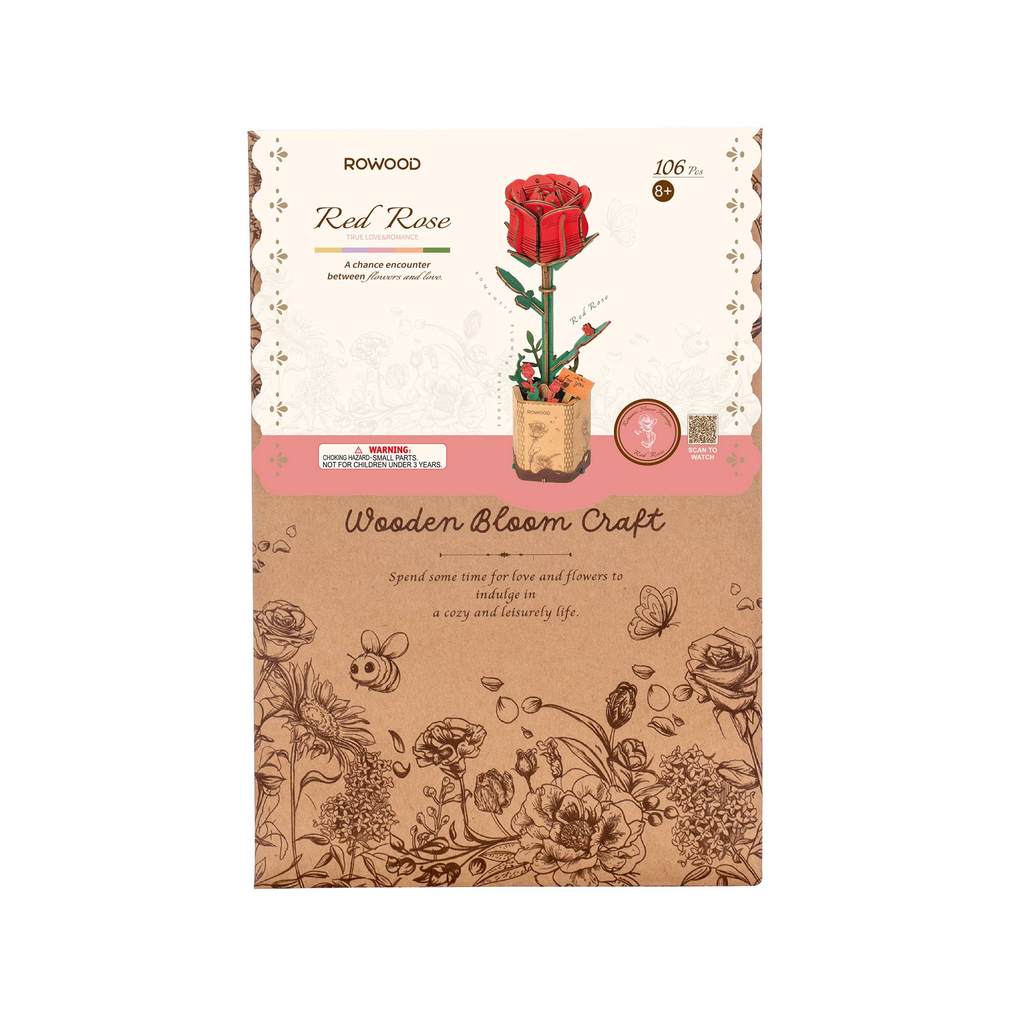 Rowood Red Rose Wooden Flower Kit