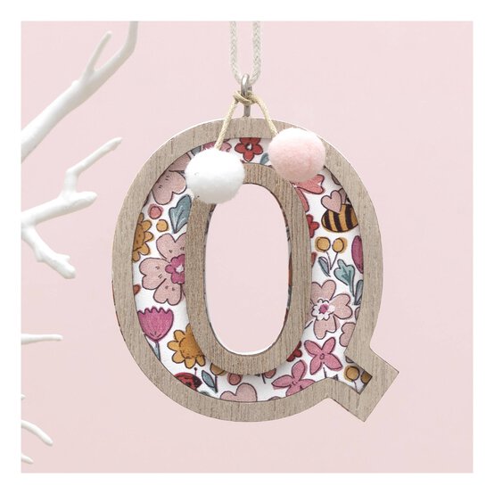 Hanging Wooden Letter Q 7.5cm