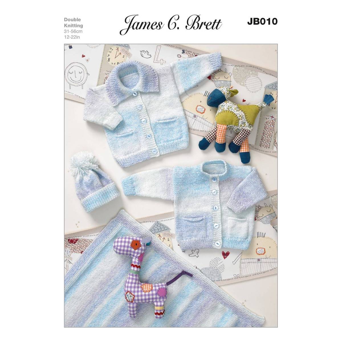 James C Brett Baby Marble DK Knitting Jacket, Blanket and Hat Pattern JB010