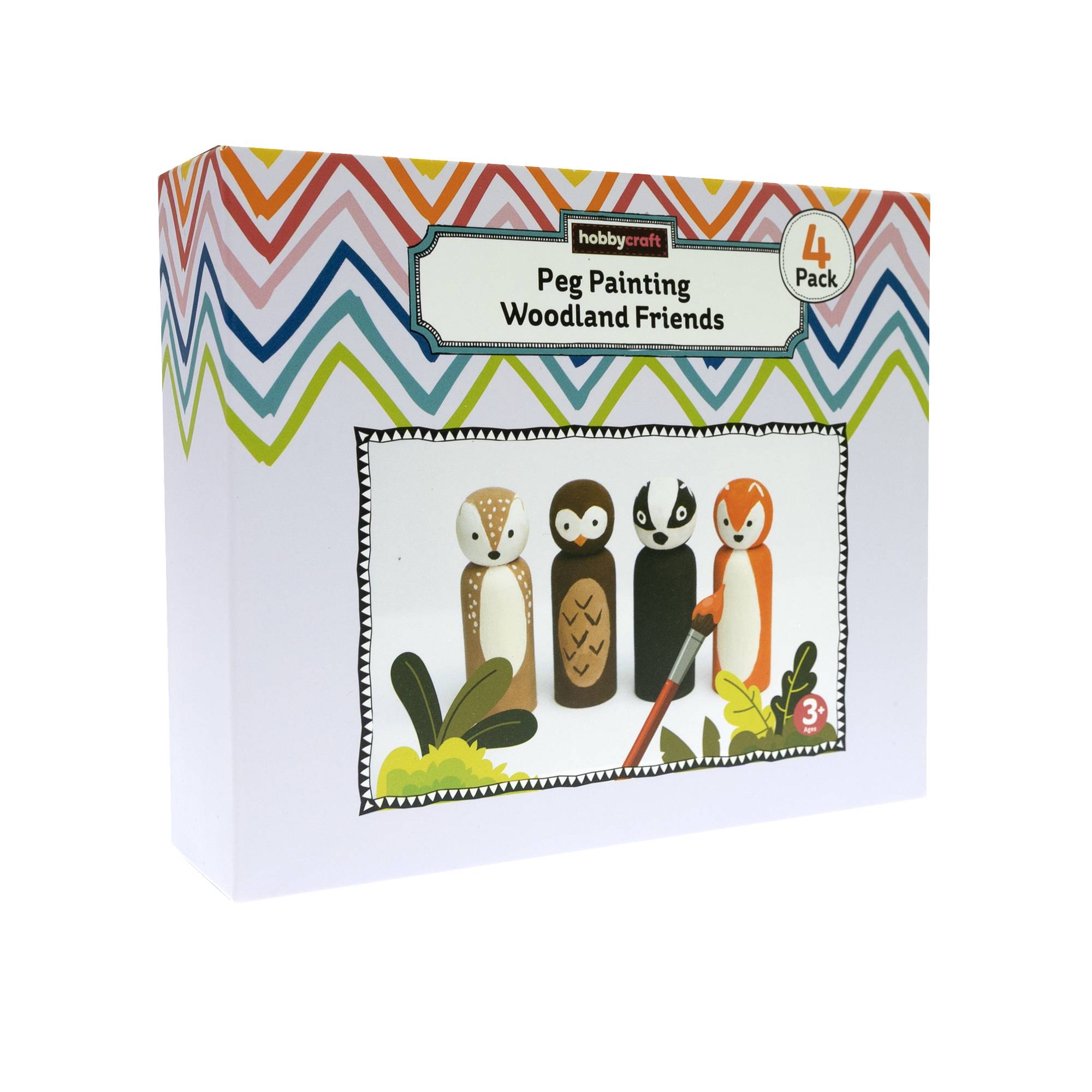 Paint Your Own Wooden Peg Woodland Friends Kit 4 Pack