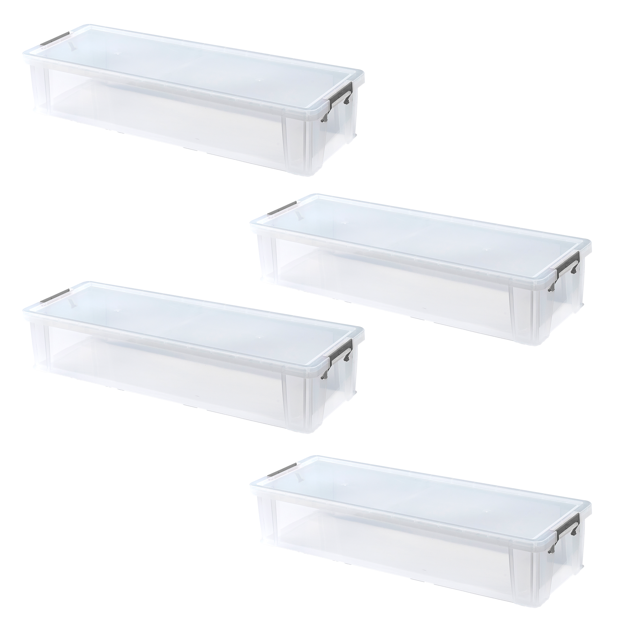 Whitefurze Allstore Clear Storage Box 27L 4 Pack Bundle