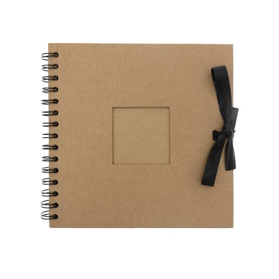 Spiral Bound Kraft Scrapbook with Window 8 x 8 Inches