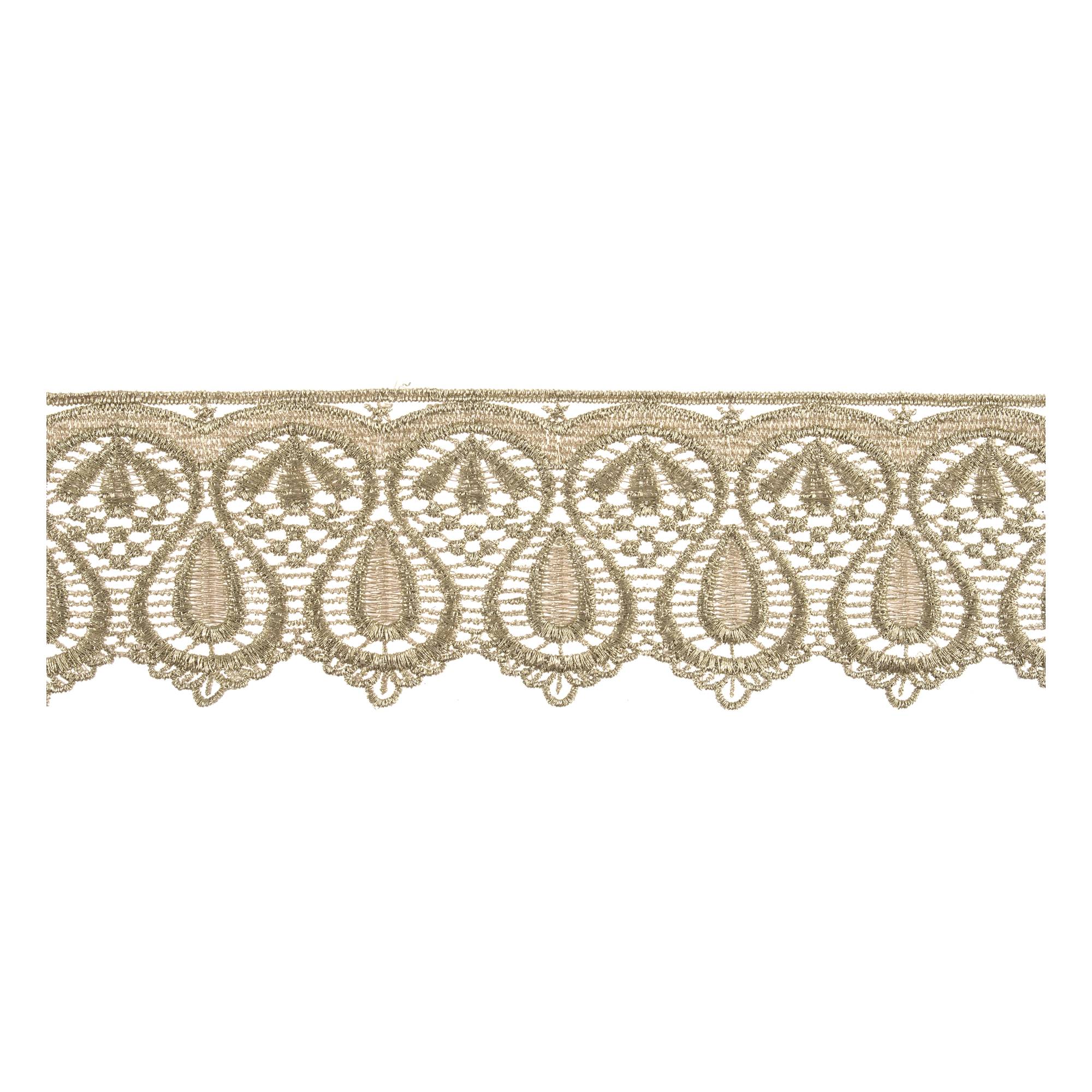 Gold 60mm Metallic Ornate Motif Lace Trim by the Metre