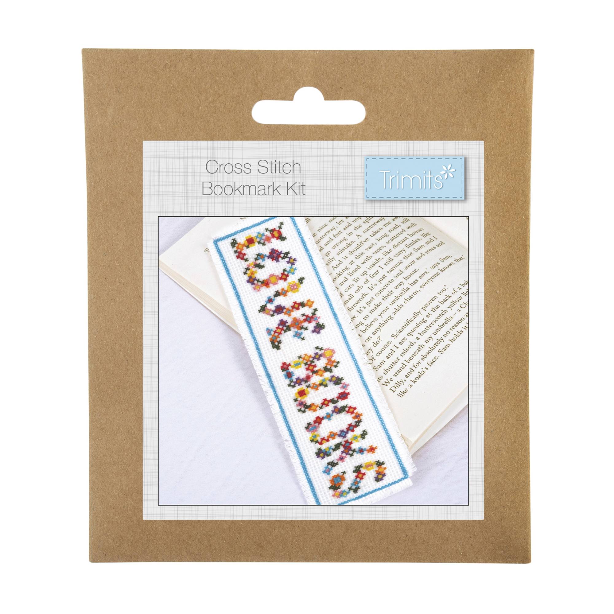 Trimits Floral Books Cross Stitch Bookmark Kit