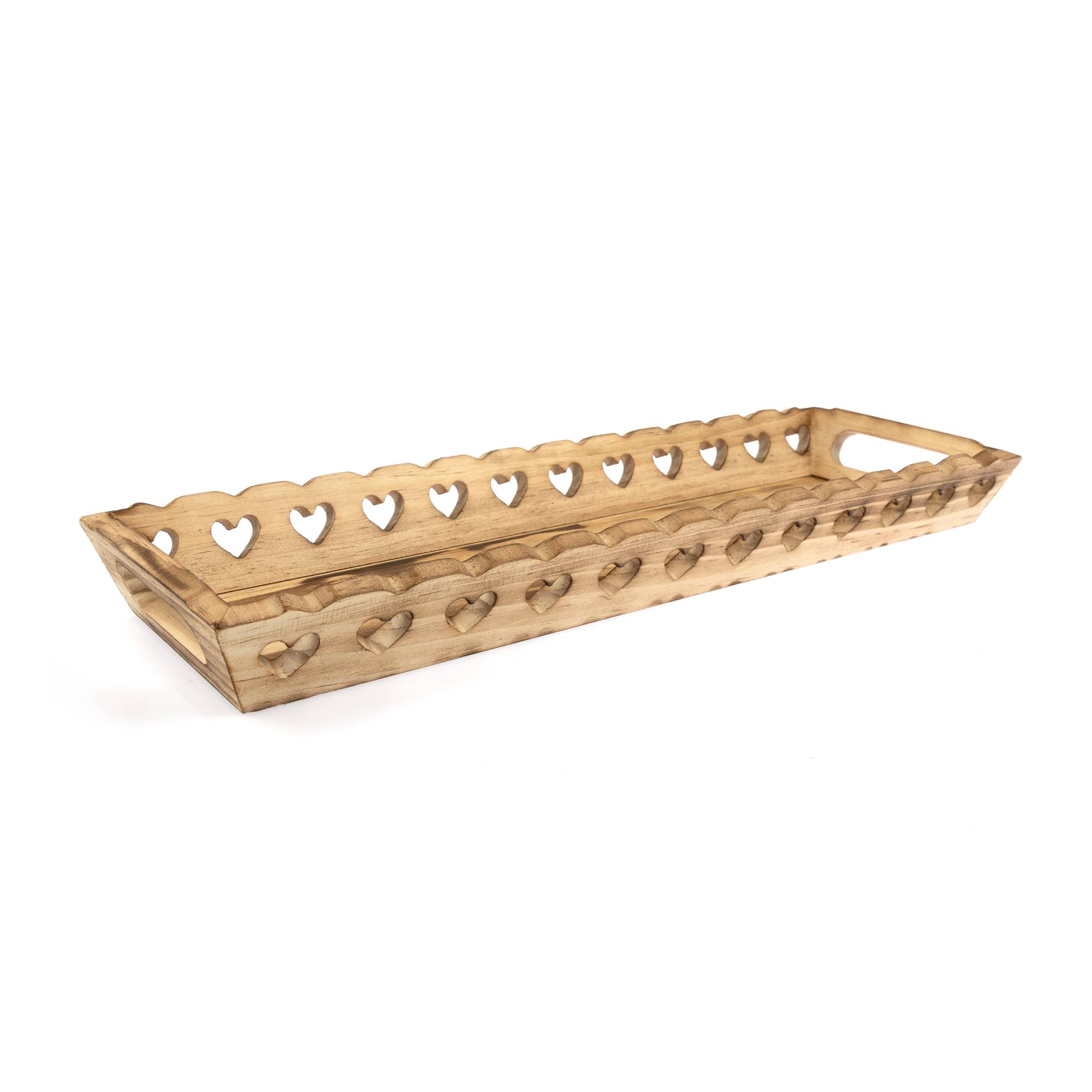 Wooden Heart Tray 40cm x 13cm x 4cm