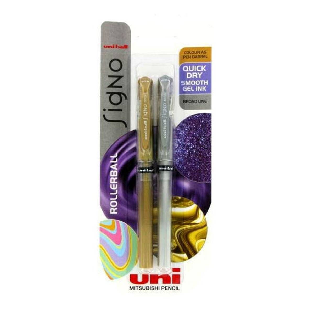 Uni Signo Silver and Gold Gel Pens 2 Pack