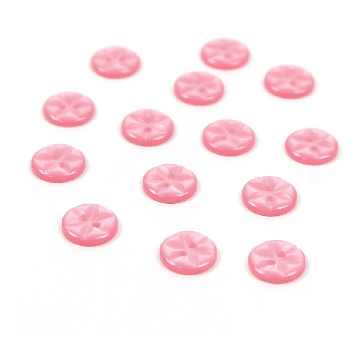 Hemline Pink Basic Star Button 14 Pack