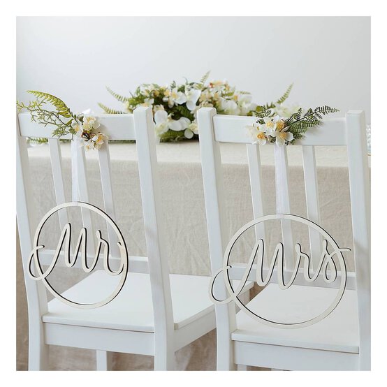 Wooden Mr and Mrs Chair Signs