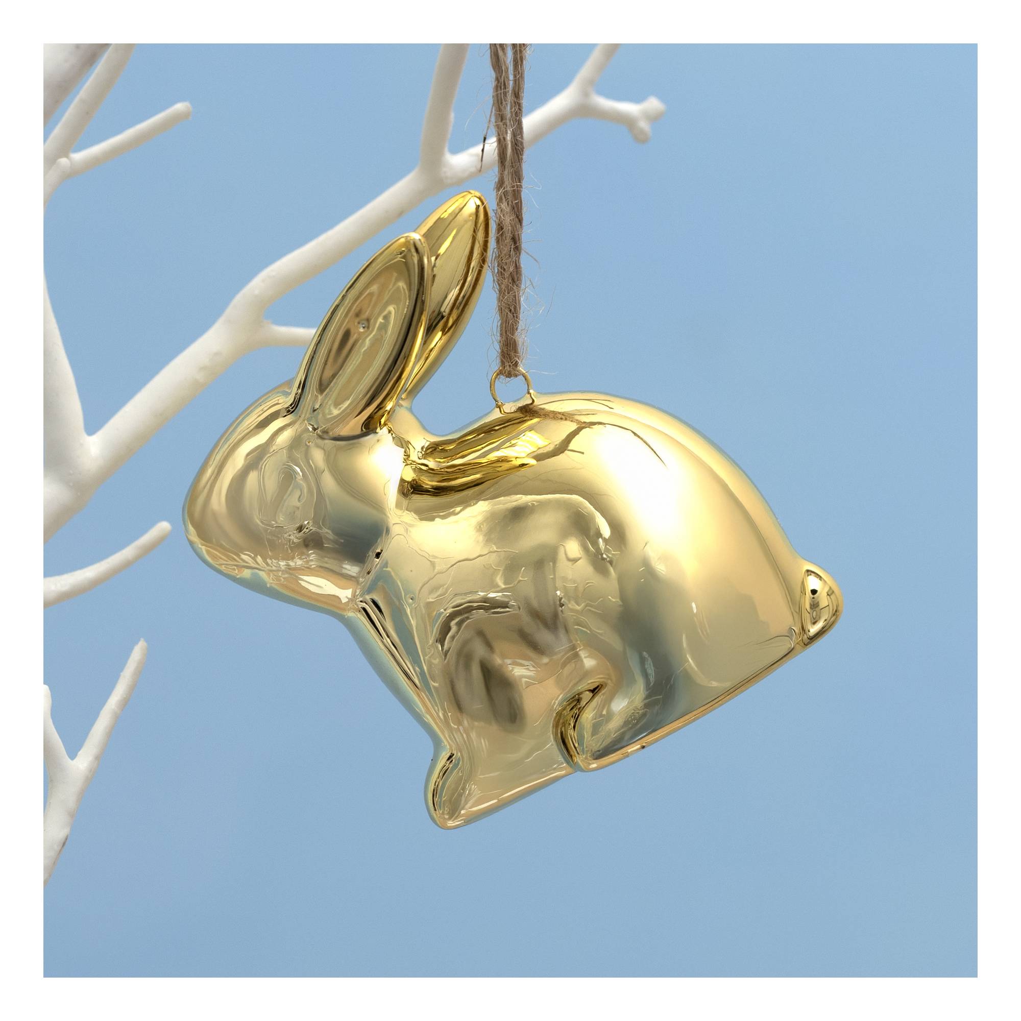 Hanging Gold Bunny Decoration 6cm