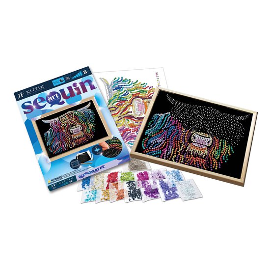 Kitfix Highland Cow Sequin Art Blue Premium Kit