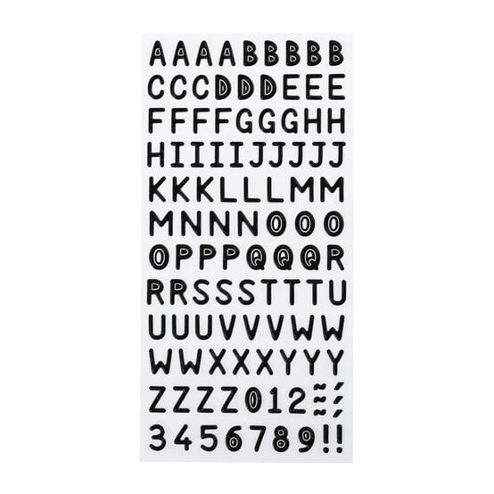 Matt Black Puffy Alphabet Stickers