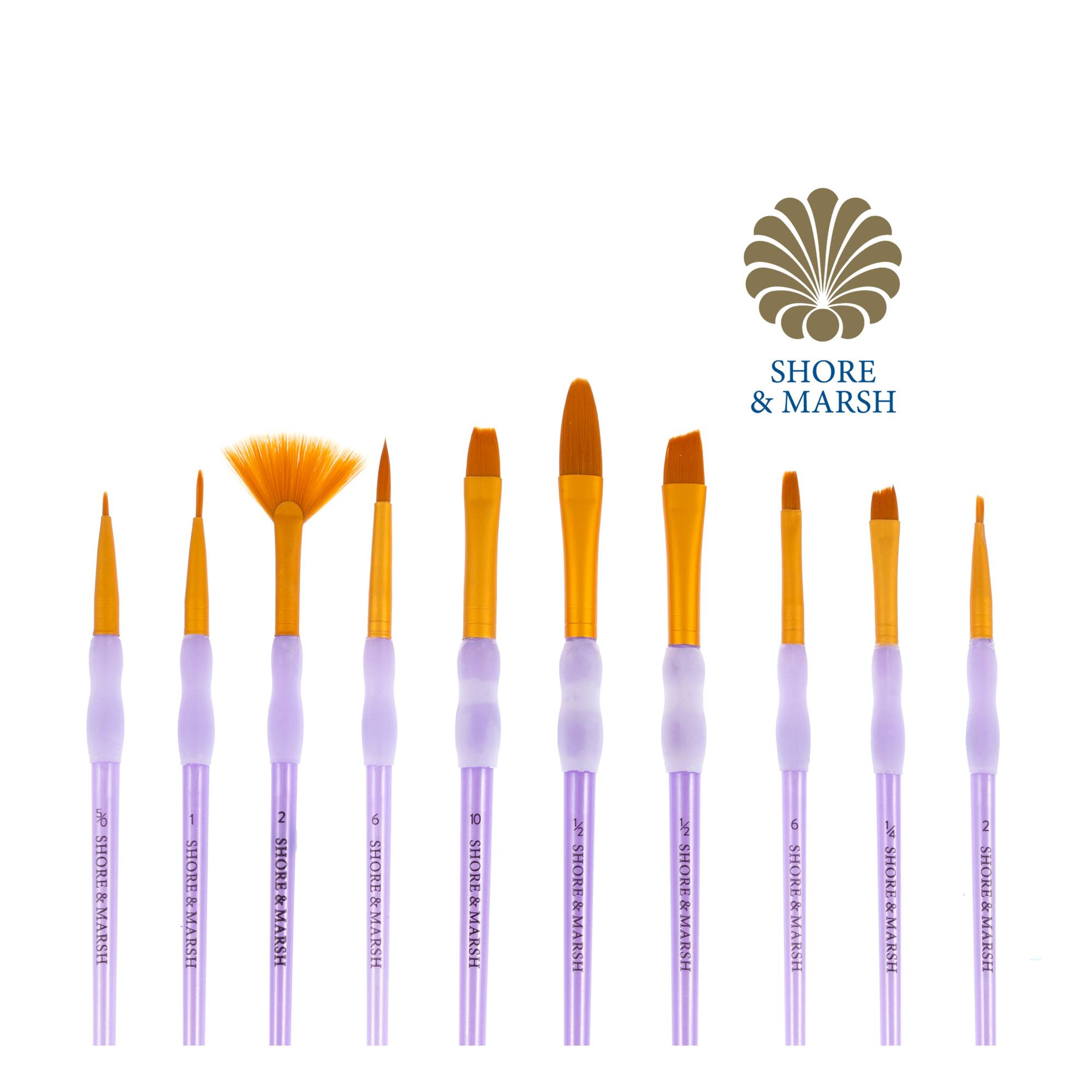 Shore & Marsh Taklon Grip Brushes 10 Pack