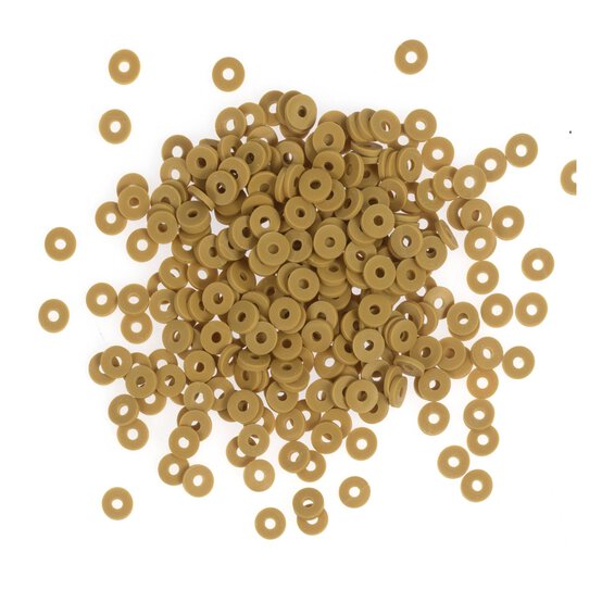 Tan Clay Beads 6mm 12g