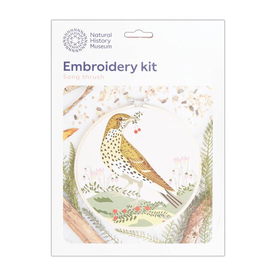 Natural History Museum Song Thrush Embroidery Kit 8 Inches