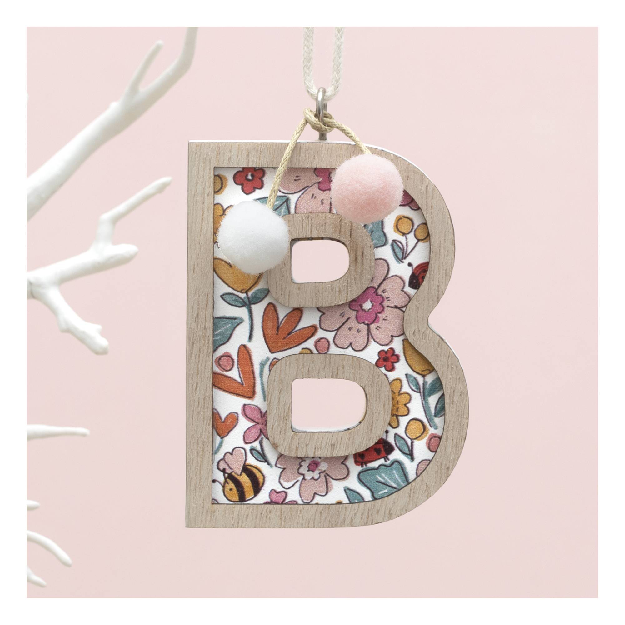 Hanging Wooden Letter B 7.5cm