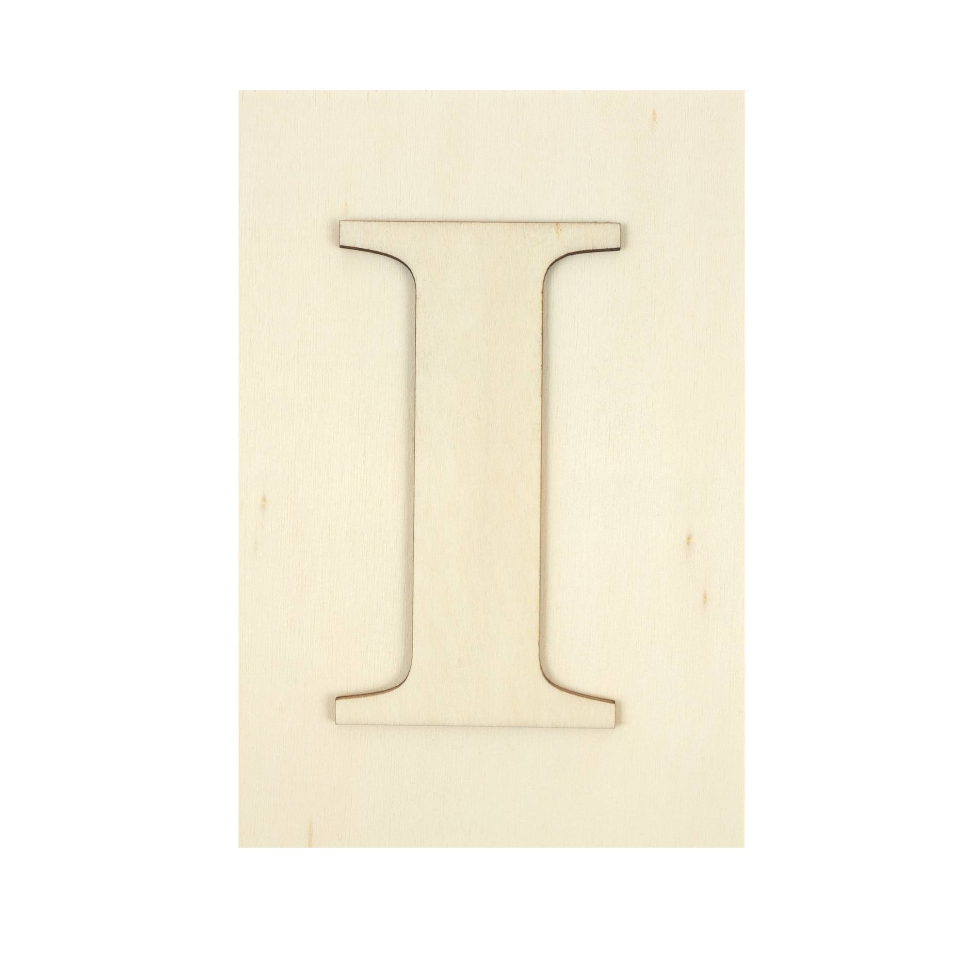 Wooden Letter I Plaque 10cm x 15cm