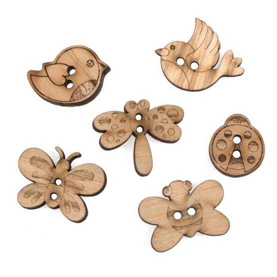 Trimits Wooden Flutter Buttons 6 Pieces