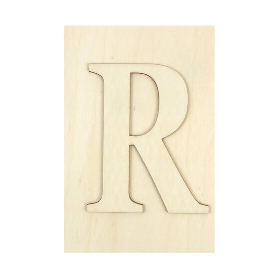 Wooden Letter R Plaque 10cm x 15cm