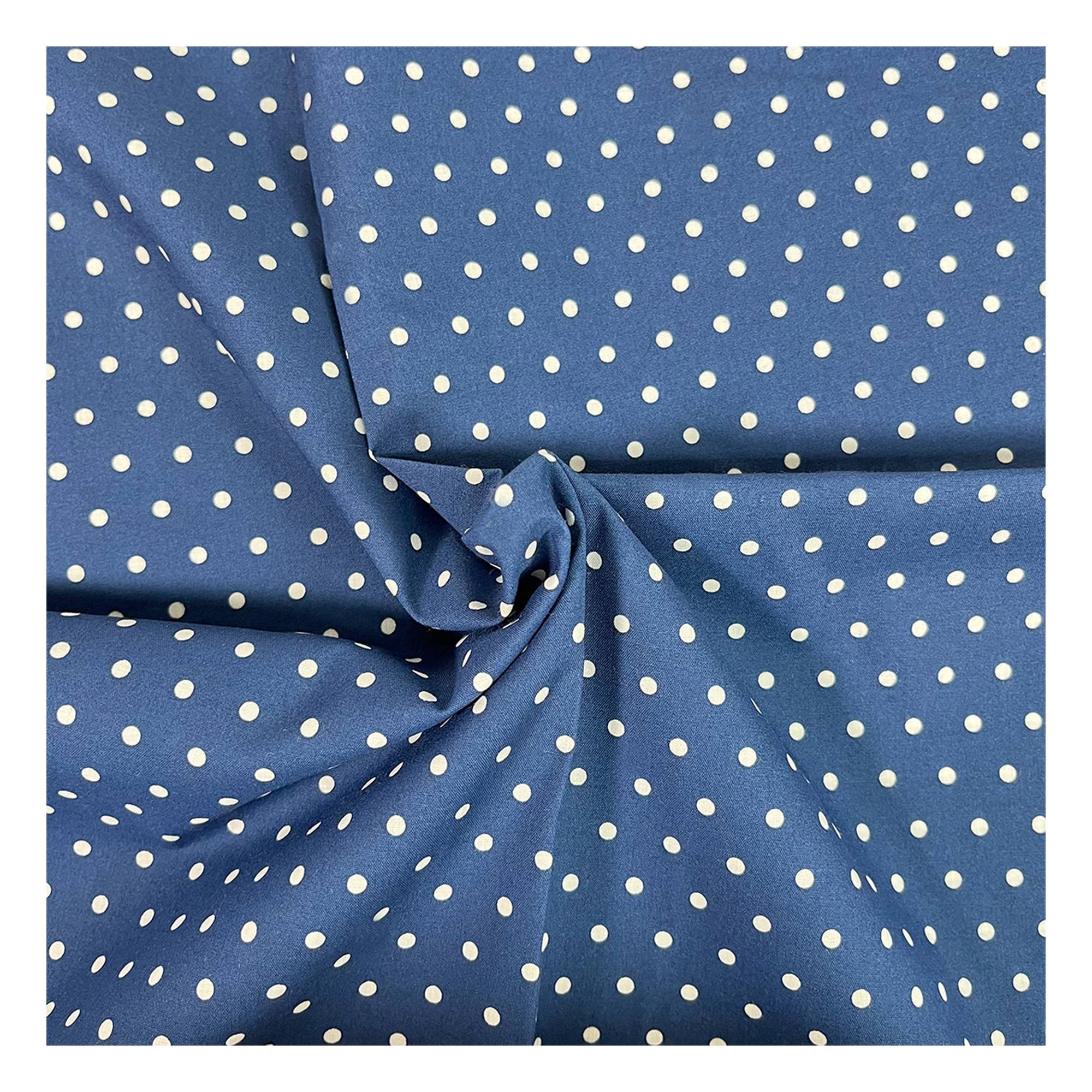 Navy Simple Polka Polycotton Fabric by the Metre
