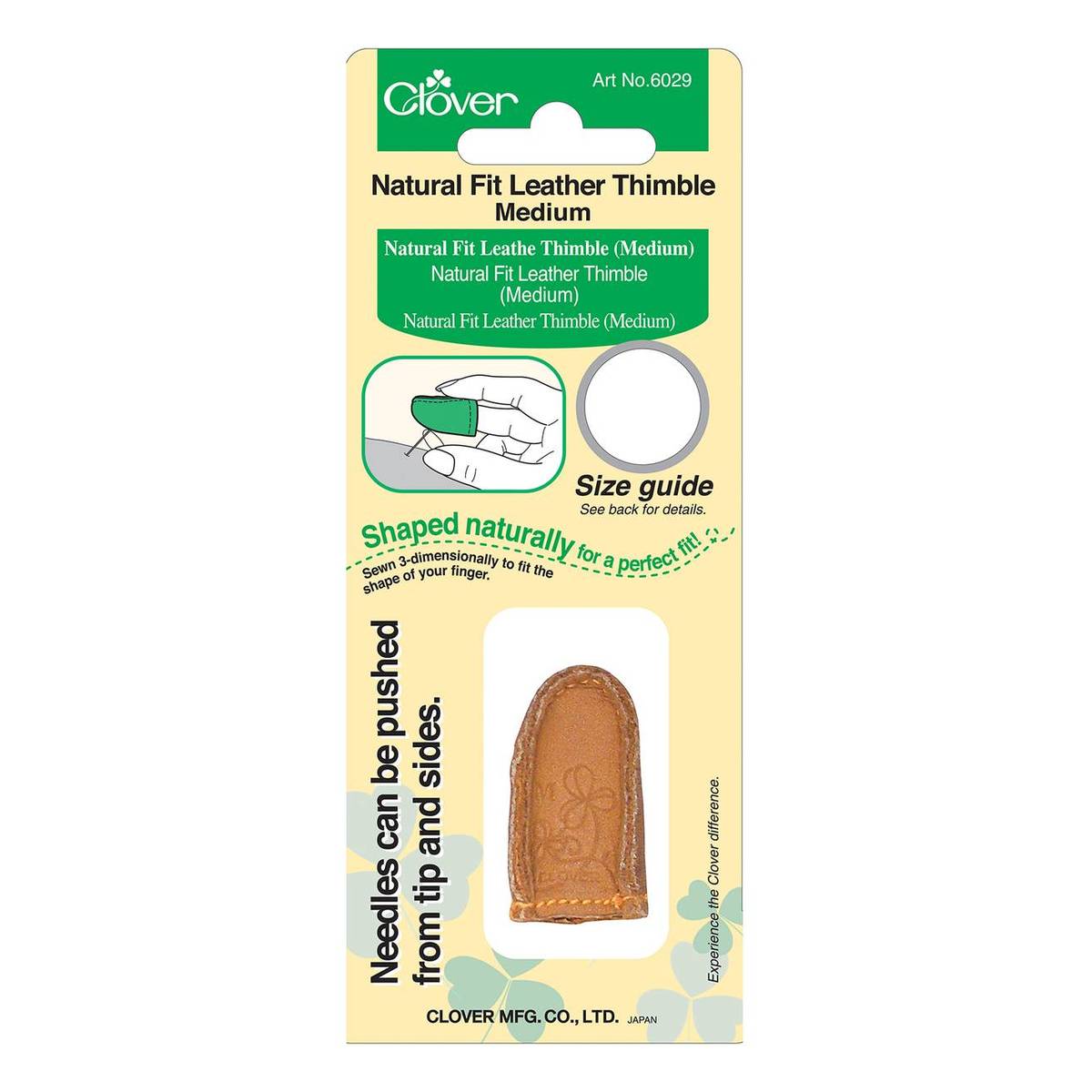 Clover Medium Natural Fit Leather Thimble