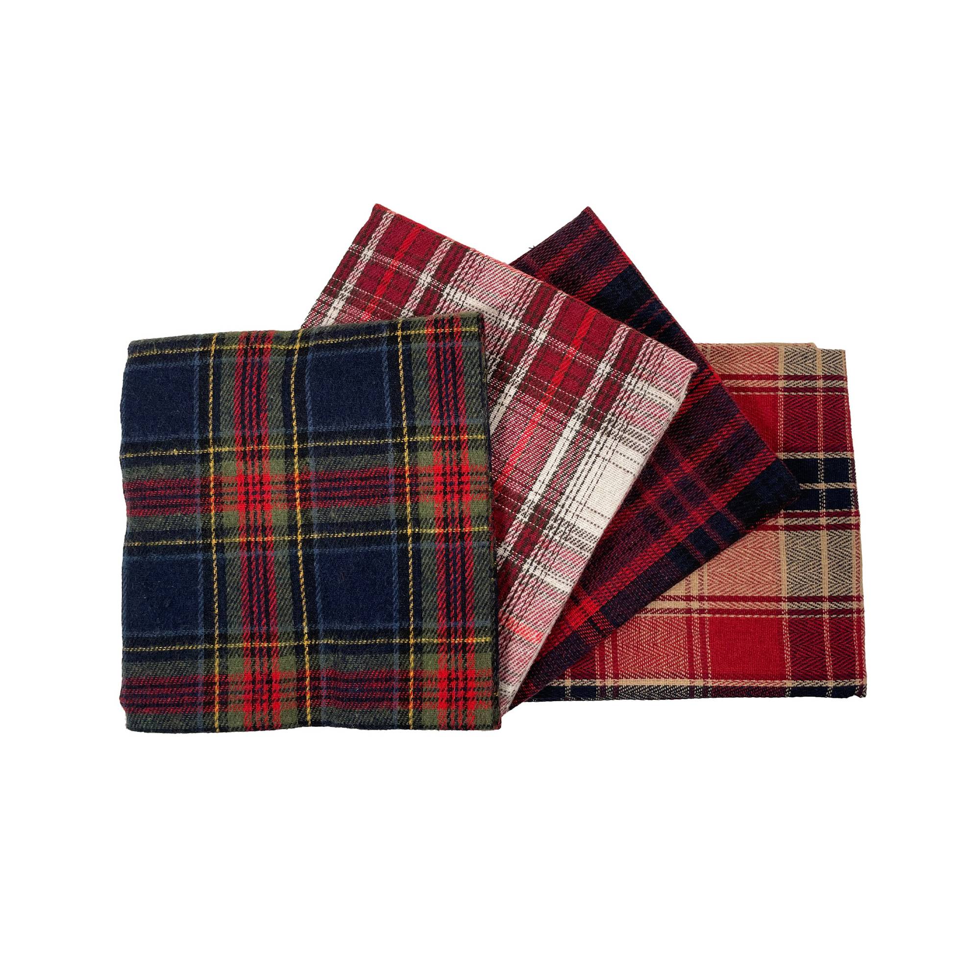 Red Brushed Check Fat Quarters 4 Pack