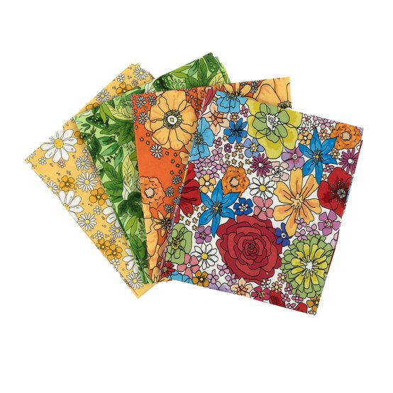 White Rainbow Garden Cotton Fat Quarters 4 Pack