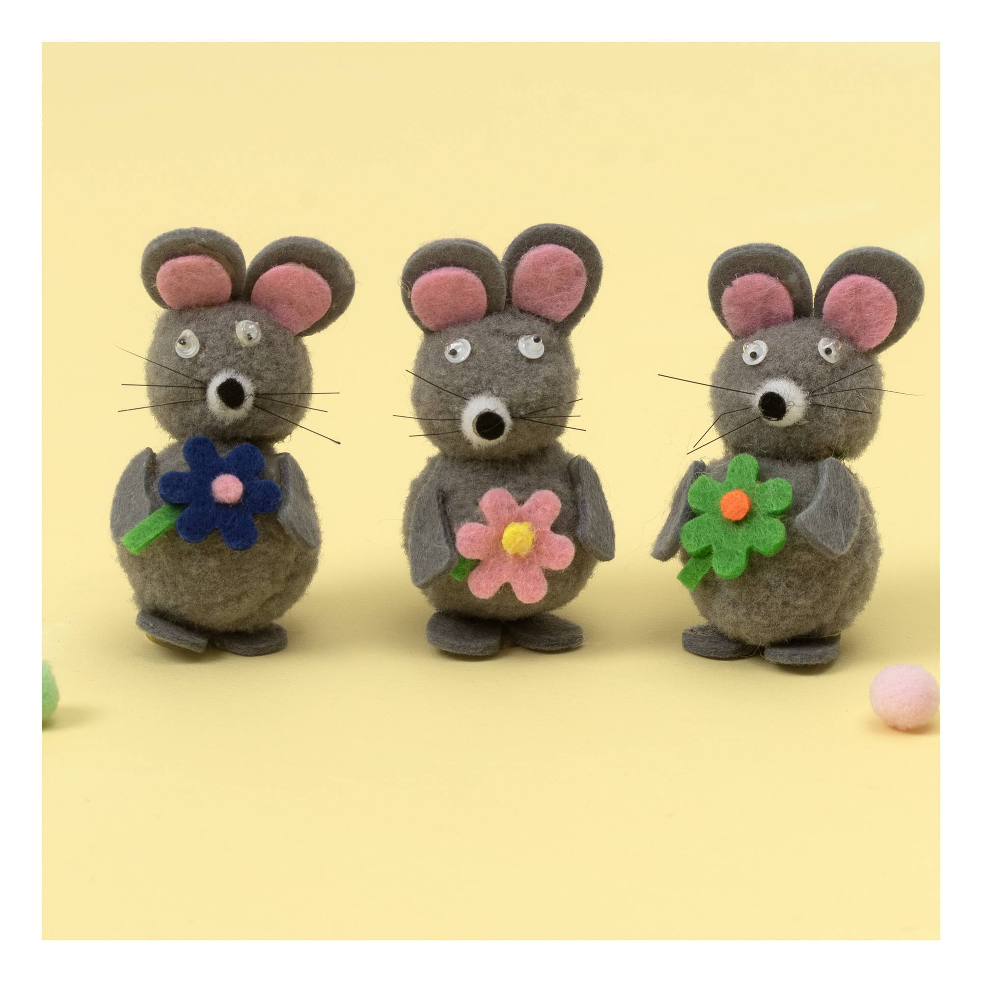 Grey Mice Decorations 3 Pack