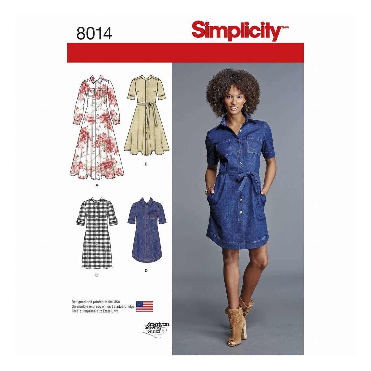 Simplicity Shirt Dress Sewing Pattern 8014 (16-24)