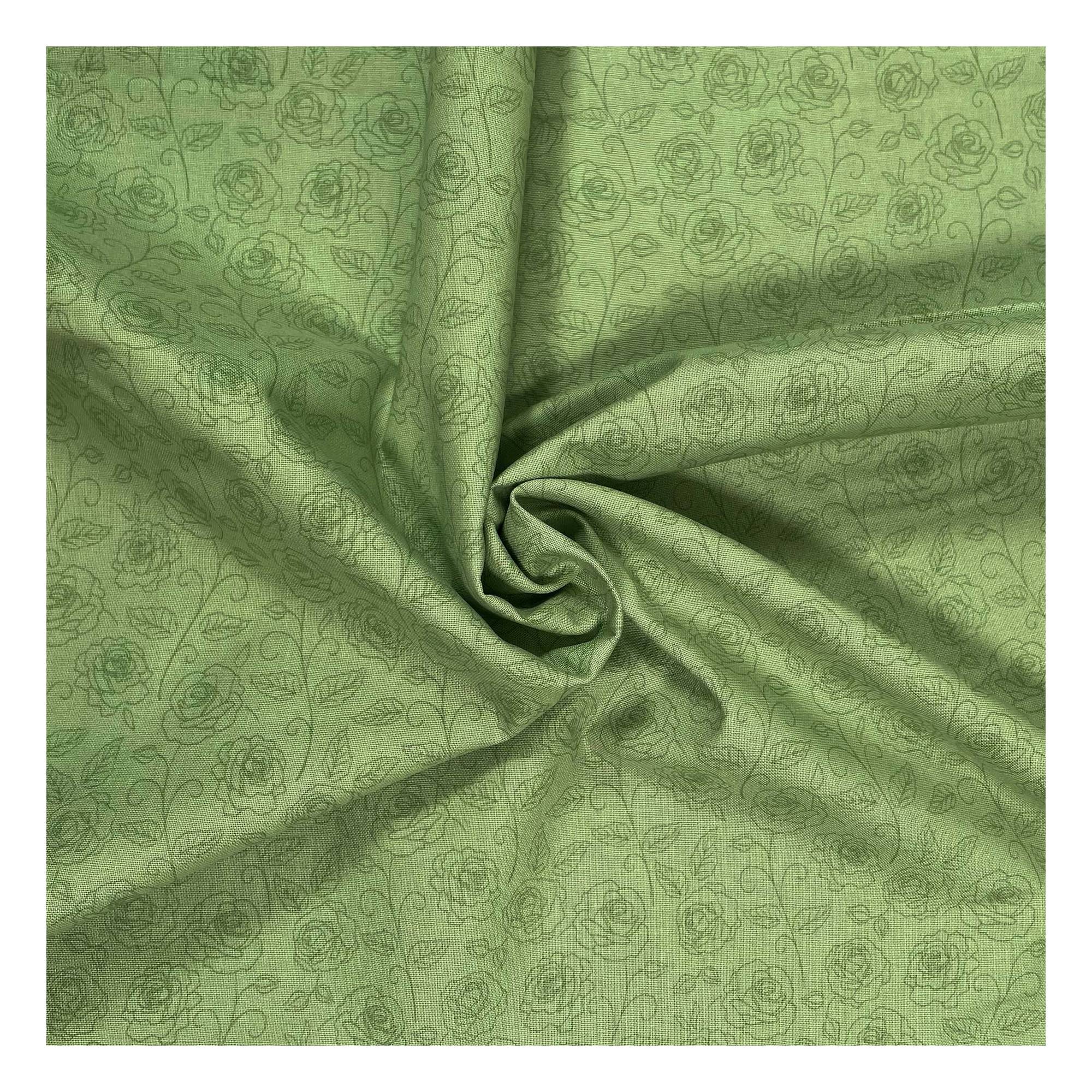 Lime Cotton Rose Blender Fabric by the Metre