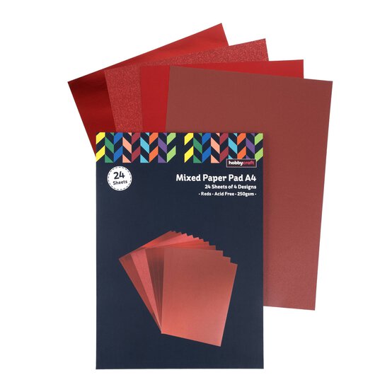 Mixed Red Paper Pad A4 24 Sheets